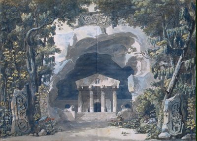 オペラ「フリガ」の風景スケッチ、1787年（紙にトイレ付きペンとインドインク） 作： Louis Jean Desprez